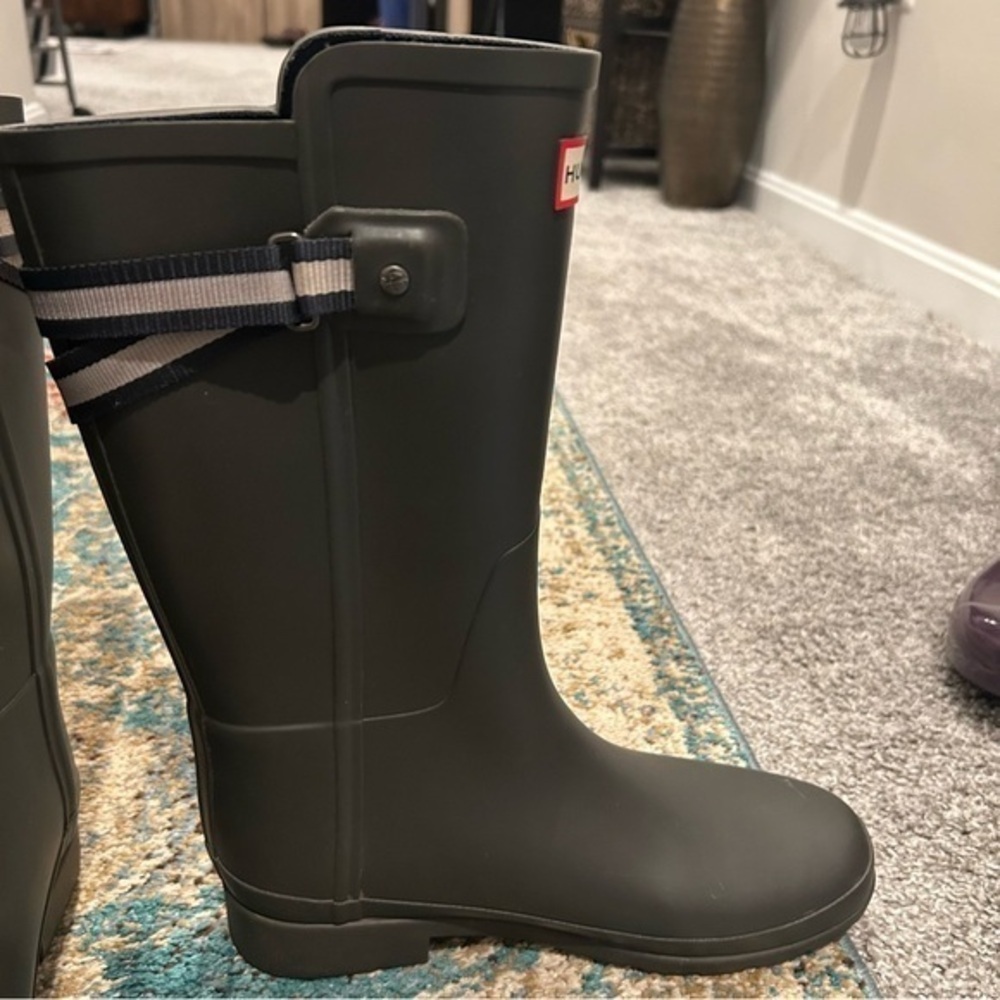 ✨ Hunter Original Refined Short Rain Boots charcoal gray - 8 - worn 5x RARE 🔥 - Picture 4 of 11